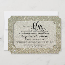 Invitación Futura Sra. Ticket Silver Purpurina Bridal Shower