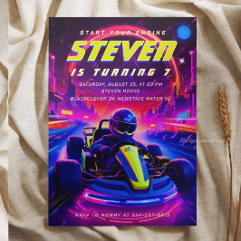 Invitación Futuristic Go-Kart Racing Birthday Party