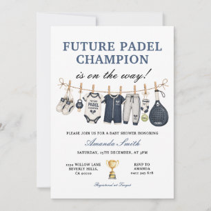 Invitación Futuro Campeón de Pádel Niño Ropa Bebe Shower