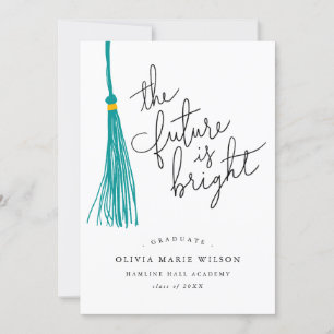 Invitación Futuro Es Cita Brillante Graduación Verde azulada 