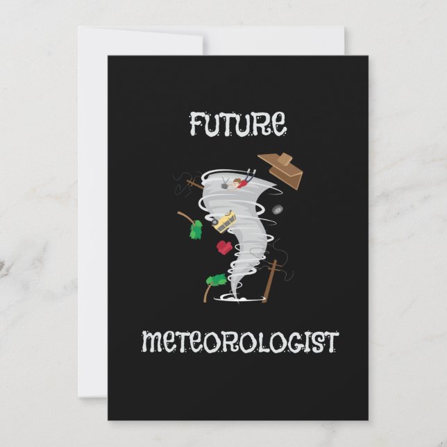 Invitación Futuro meteorólogo gracioso tornado y huracán (Anverso)
