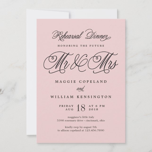 Invitación Futuro Sr. y Sra. Rehearsal Dinner Invitation (Anverso)