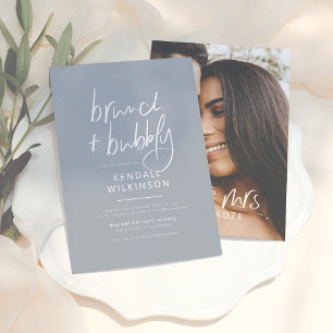 Invitación Futuro Sra Dusty Blue Modern Brunch & Bubbly Photo