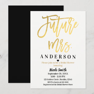 Invitación Futuro Sra. Gold Foil Moderno Script Despedida de 