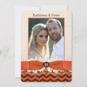 Invitación FUX Burlap, Invitado a la boda de una foto de enca