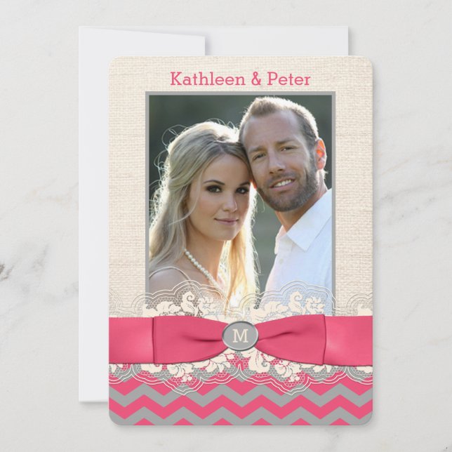 Invitación FUX Burlap, Invitado a la boda de una foto de enca (Anverso)