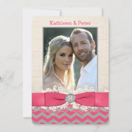 Invitación FUX Burlap, Invitado a la boda de una foto de enca