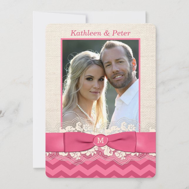 Invitación FUX Burlap, Invitado a la boda de una foto de enca (Anverso)