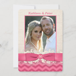 Invitación FUX Burlap, Invitado a la boda de una foto de enca