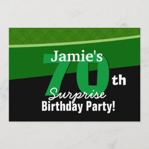 Invitación G002 verde y negro, cumpleaños número 70