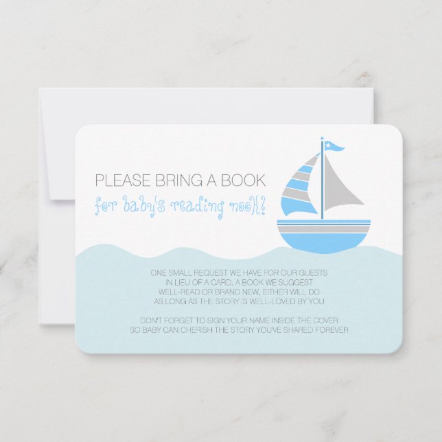 Invitación Gabinete Baby Shower Blue Sailboat Nauty Boy (Anverso)
