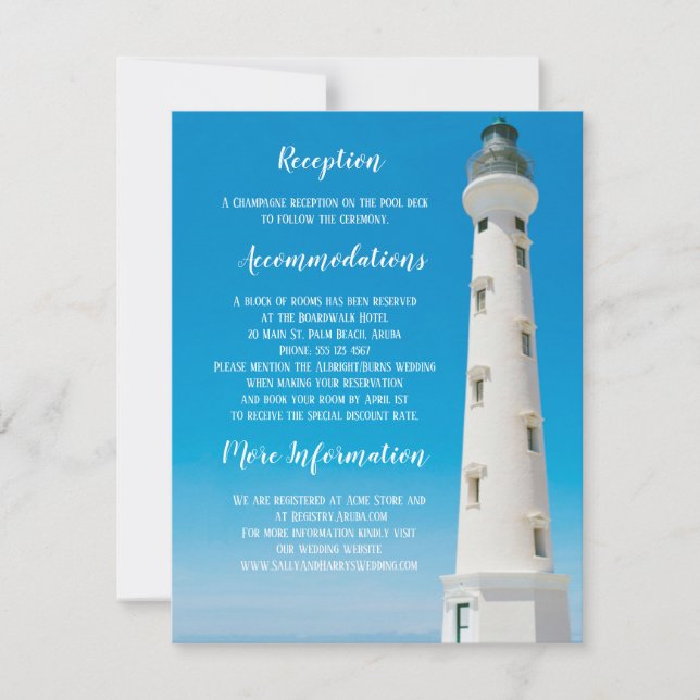 Invitación Gabinete de boda de destino de Lighthouse Aruba (Anverso)
