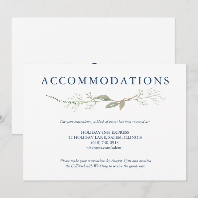 Invitación Gabinete de Boda de guirnaldas de Gypsophila (Anverso / Reverso)