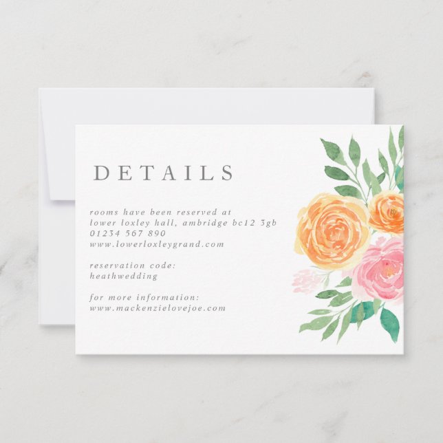 Invitación Gabinete de descarga de Rosas de acuarela rosa y N (Anverso)
