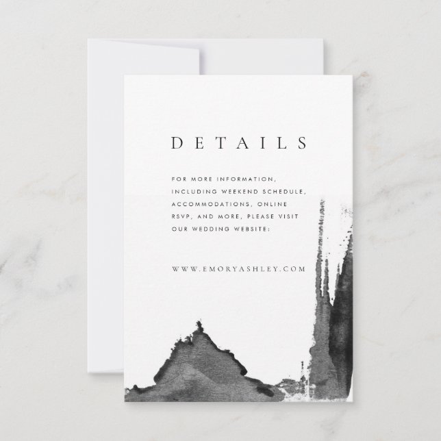 Invitación Gabinete de detalles de Boda de tinta blanca y neg (Anverso)