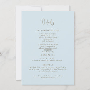 Invitación Gabinete de detalles del Boda azul cielo