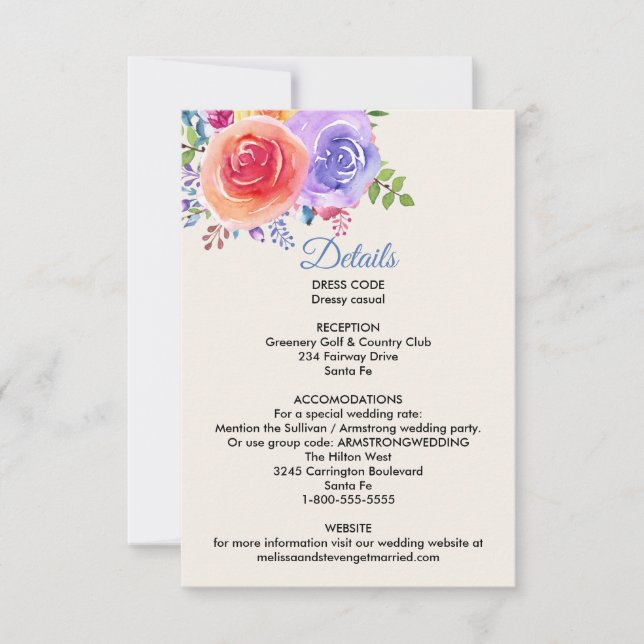 Invitación Gabinete de detalles del Boda de acuarela de los R (Anverso)
