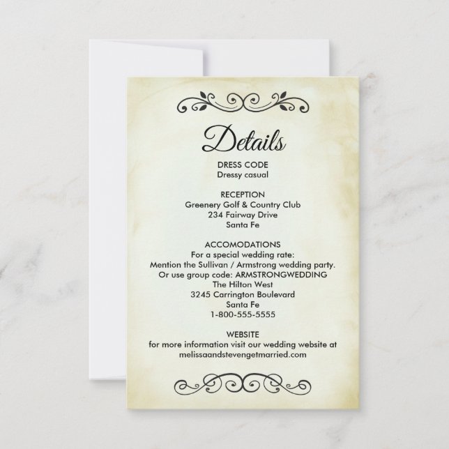 Invitación Gabinete de detalles del Boda del tema occidental  (Anverso)