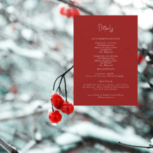 Invitación Gabinete de detalles del Boda rojo de invierno