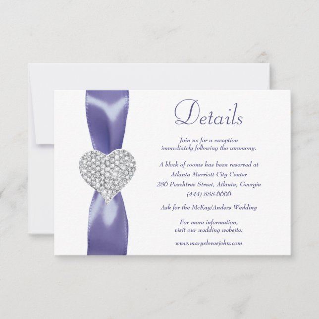 Invitación Gabinete de detalles del corazón del diamante azul (Anverso)