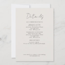 Invitación Gabinete de enlace de detalles del Boda de crema