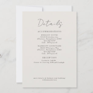 Invitación Gabinete de enlace de detalles del Boda de crema