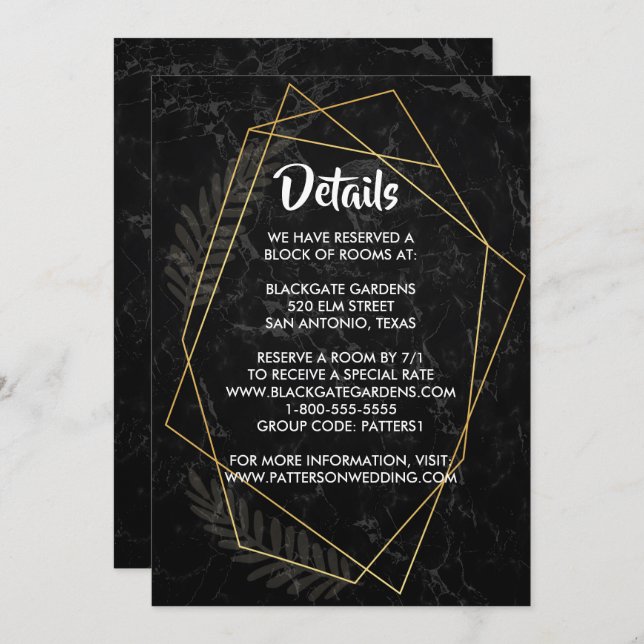 Invitación Gabinete Geométrico Faux Marble (Anverso / Reverso)