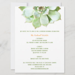 Invitación Gabinete Itinerario Boda Suculento de Primavera Cu
