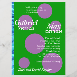 Invitación Gabriel y Max Personalizado B'Nai Mitzvah