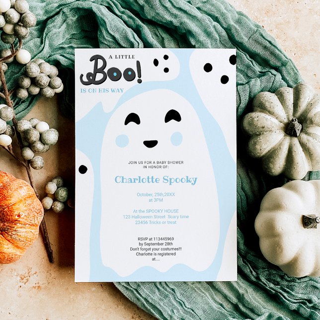 Invitación Gafas azules de Halloween ducha de bebé (Cute blue ghosts Halloween boo baby shower Invitation)