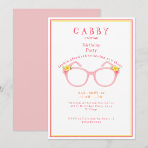 Invitación Gafas Cumpleaños Joven Niña Fiesta de Cumpleaños R