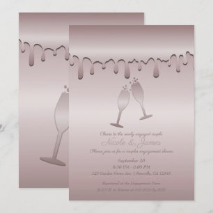 Invitación Gafas de brindis de oro rosa rosa helado para fies