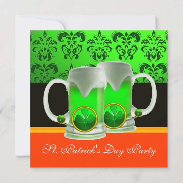 INVITACIÓN GAFAS DE CERVEZA IRLANDESA VERDE EN EL DÍA DEL FIE (Anverso)