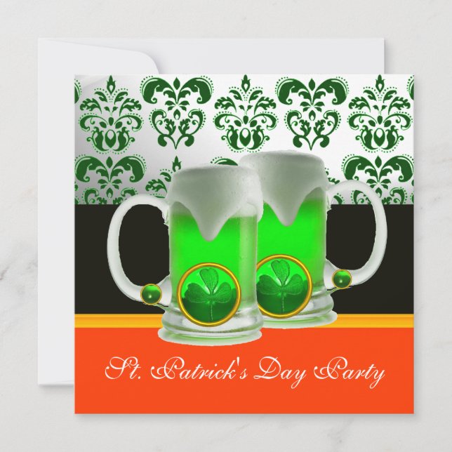 INVITACIÓN GAFAS DE CERVEZA IRLANDESA VERDE, FIESTA DEL DÍA D (Anverso)
