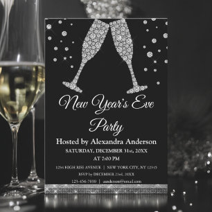 Invitación Gafas de champagne Fiesta de Año Nuevo 2022