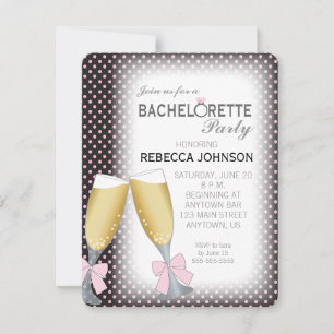 Invitación Gafas de champán con bows Bachelorette