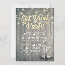 Invitación Gafas de champán Madera BEBIDA y Boda Fiesta