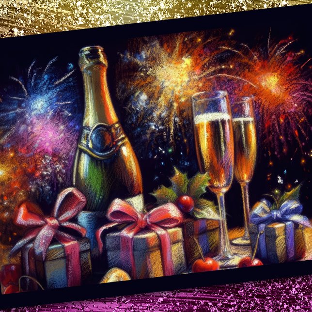 Invitación Gafas de champán y fiesta de feriado con cubo (Subido por el creador)