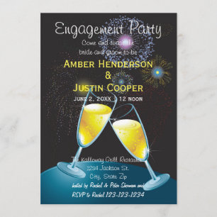 Invitación Gafas de champán y fuegos artificiales - Partido d