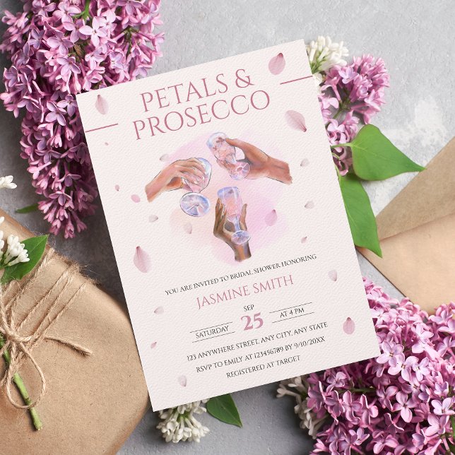 Invitación Gafas de ducha con champán y rosa con Prosecco (Subido por el creador)