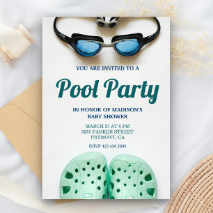 Invitación Gafas de natación azules para la fiesta de bebé en