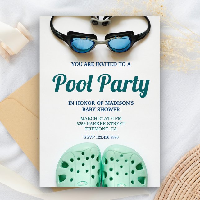 Invitación Gafas de natación azules para la fiesta de bebé en (Subido por el creador)