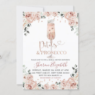 Invitación Gafas de oro Rosa y ducha de novia Prosecco