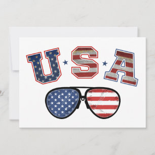 Invitación Gafas de sol de la bandera estadounidense del Día
