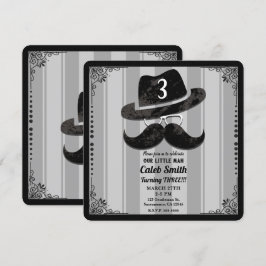 Invitación Gafas de Sombrero de Bigote de Hipster Cumpleaños 