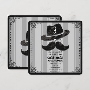 Invitación Gafas de Sombrero de Bigote de Hipster Cumpleaños