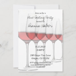 Invitación Gafas De Vino Rojo Elegantes