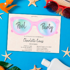 Invitación Gafas holográficas fiesta de piscina rosa Dulce 16