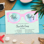 Invitación Gafas holográficas fiesta de piscina tropical Dulc<br><div class="desc">Gafas holográficas fiestas de piscina moderna Dulce 16 con gafas de sol lindas y modas de moda rosa y holográfica sobre un fondo de agua verde claro,  el color puede cambiarse. Una invitación divertida y fresca para una fiesta de verano</div>