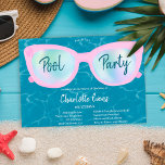 Invitación Gafas holográficas fiestas de piscina moderna Dulc<br><div class="desc">Gafas holográficas fiestas de piscina moderna Dulce 16 con gafas de sol rosas y holográficas lindas y a la moda de la moda sobre un fondo de agua,  el color puede cambiarse. Una invitación divertida y fresca para una fiesta de verano</div>